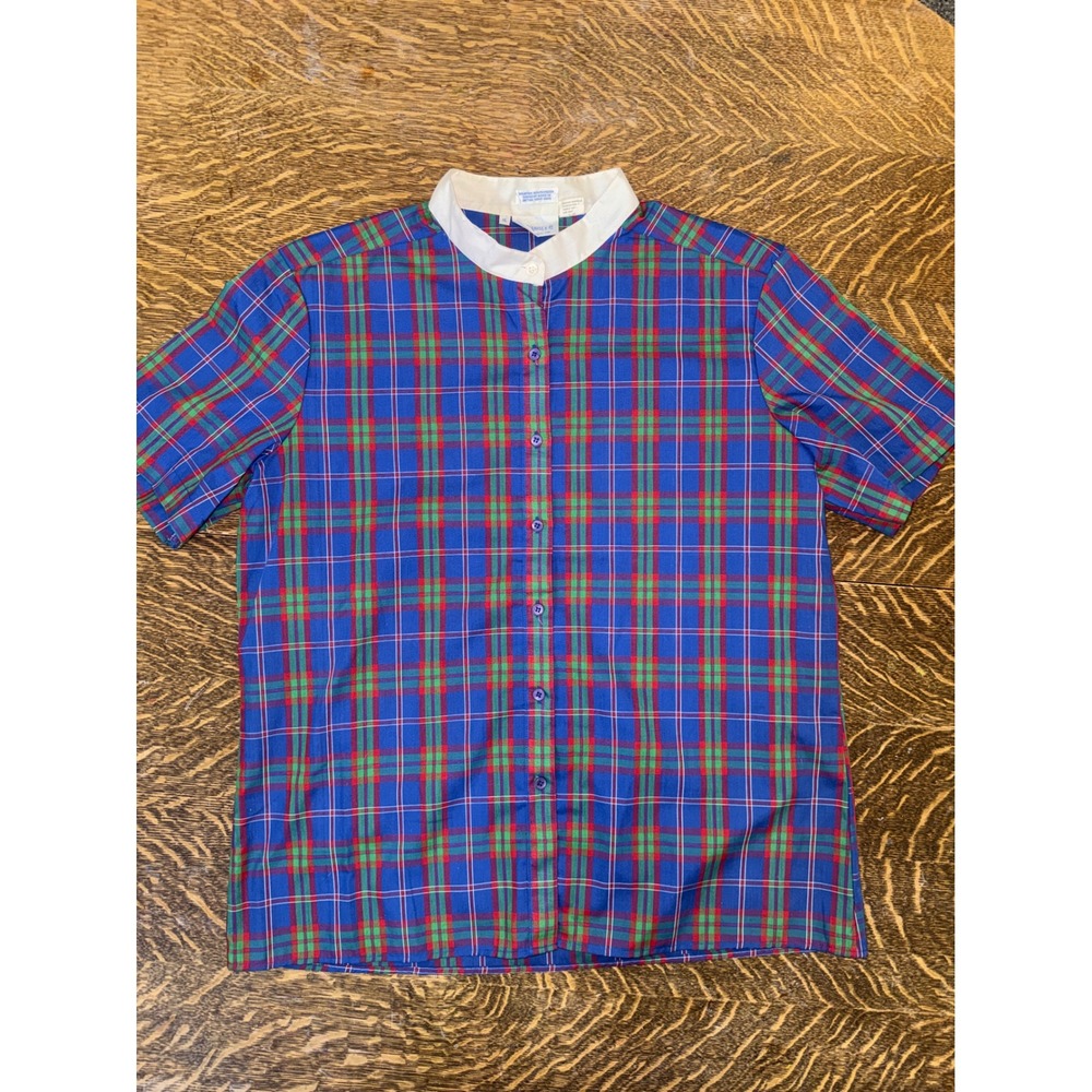 Vintage 1980's Levi Strauss & Co Plaid Women's Short Sleeve Button Down Shirt 16